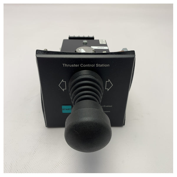 The ABT-Trac proportional hydraulic bowthruster joystick control - 26574 is a device used for controlling the bowthruster on a boat or ship. It utilizes hydraulic technology and a joystick for precise and proportional control of the bowthruster's movement