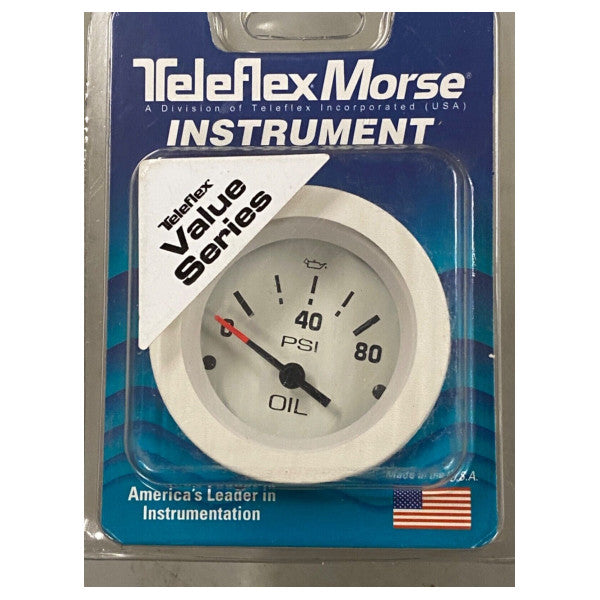 Teleflex 67180E Pantalla de presión de aceite blanco 0 a 80 psi