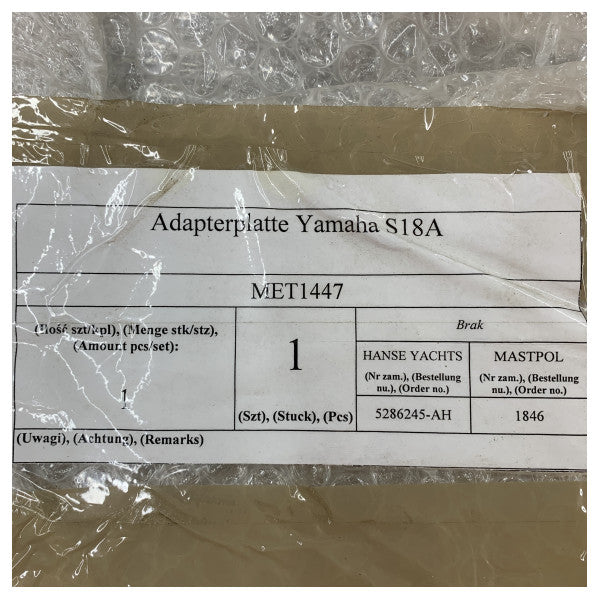 Yamaha påhængsmotor-adapterplade aluminium - S18A 