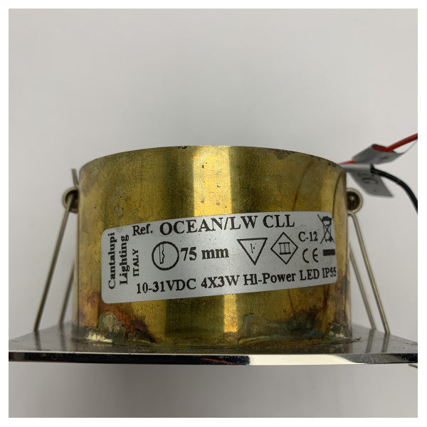 Cantalupi Ocean Marine LED Downlight IP55 Χρώμιο Τετράγωνο 12/24V - D75 mm 