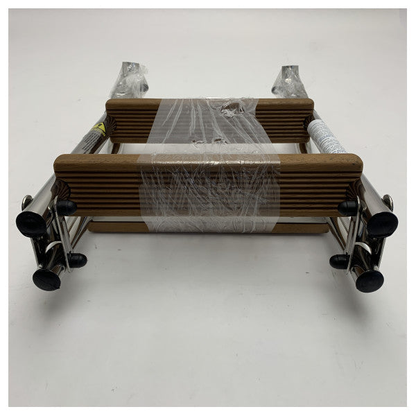 Échelle de bain pliante en acier inoxydable Nautinox 2048/1 à 3 marches avec des marches en teck 