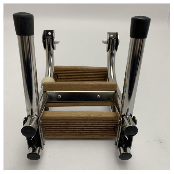 Scala di imbarco marittima in acciaio inox Nautinox 3 gradini pieghevole con gradini in teak - 2046 