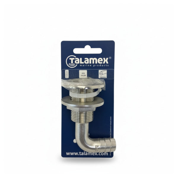 Talamex 17613001 Accesorio de casco en ángulo recto de acero inoxidable 316 para herrajes de yate 