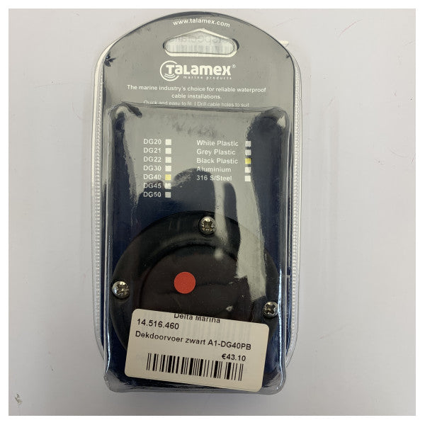 Talamex DG40PB Deck Seal crna plastična vodonepropusna kabelska uvodnica 