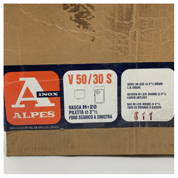 Alpes V50/30S 50 εκ. ανοξείδωτο νεροχύτη κουζίνας 