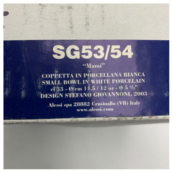 Alessi Mami Salad Bowl SG53/54 - Κομψό μπολ από λευκή πορσελάνη ιδανικό για ναυτικές κουζίνες και σερβίρισμα σαλάτας