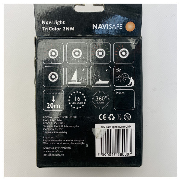 NaviLight TriColor 2NM Luce di navigazione a LED nera