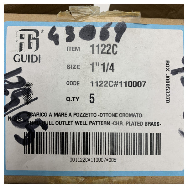 З'єднувач для зливу морської води Guidi Marine Grade 1 1/4 дюйма з хромованої латуні для кокпіта для кораблів і човнів