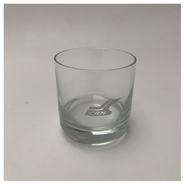 CRN Classic Marine Drinking Glass � Trwałe, przezroczyste szkło z chromowanym logo CRN do zastosowań żeglarskich