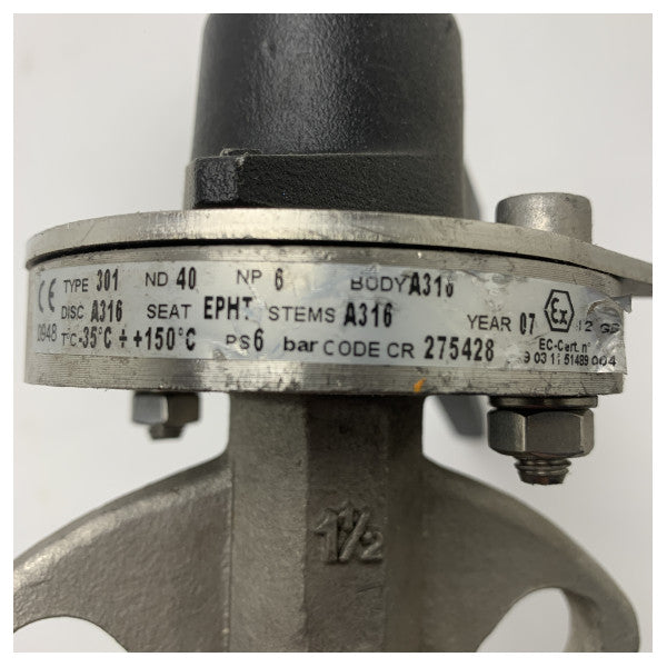 Пластинчастий поворотний клапан з нержавіючої сталі DN40 PN6 з важільною ручкою для морського та промислового застосування