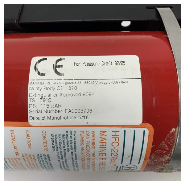 BSCO 740-200M Extincteur marin HFC-227 3.95kg