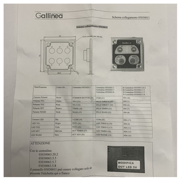 Gallinea 2-wiper windscreen wiper controller display - 03030011 