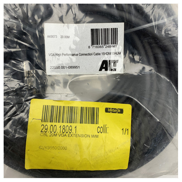 海洋グレード VGA 高性能 20 m 男性-男性接続ケーブル - 耐久性のある防水延長ボートや船舶用