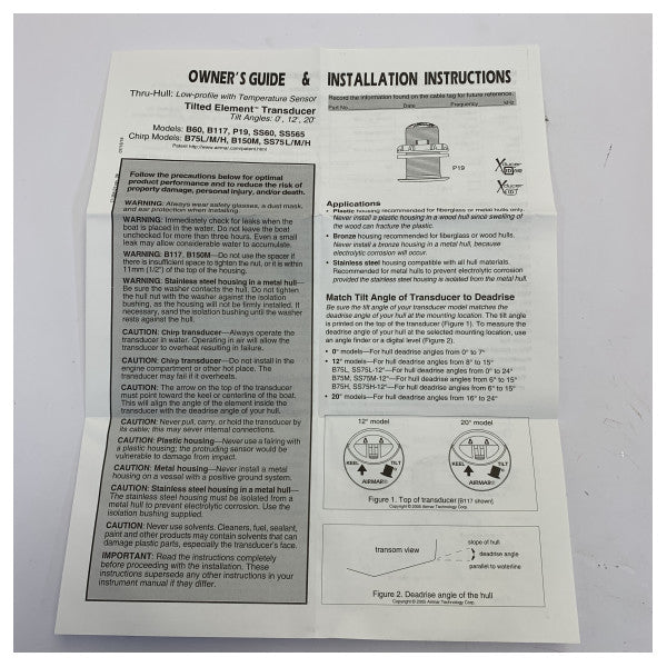Airmar Furuno 525T-LTD-20 Marine Tru-Hull Transducer - Brass - 20 Degree Tilt