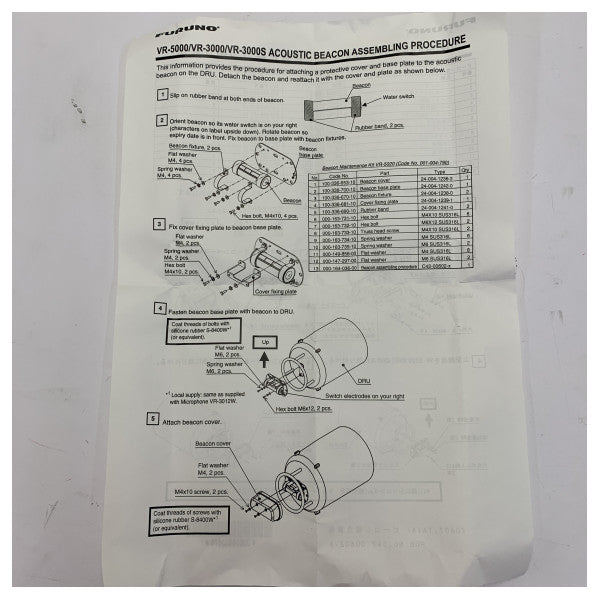 Kit de montage pour balise acoustique Furuno VR-5020-1 pour électronique marine 