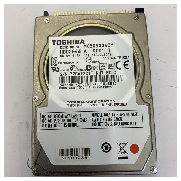 Disco rigido interno Toshiba MK8050GACY (HDD) 80 GB 