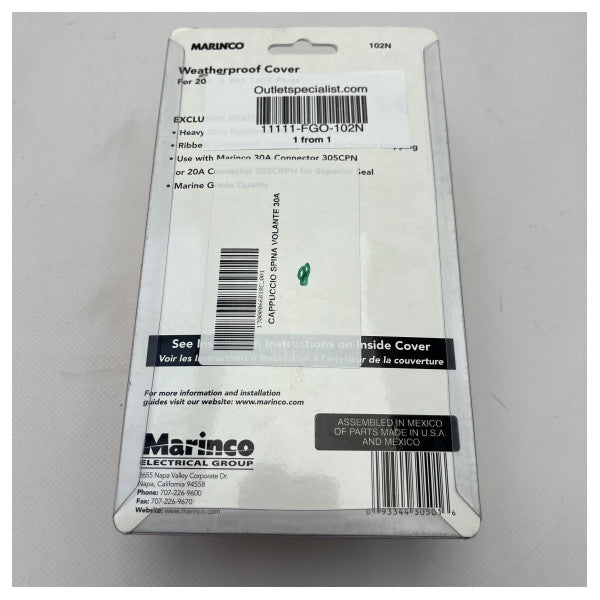 Водонепроникний 3-полюсний роз'єм Marinco 30А 3-полюсний ковпачок для морського електрозахисту - 102N