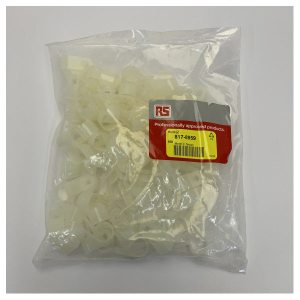 RS 817-8959 Kabelclips Polyeten (PE) 100 stycken Marin kabelhantering 