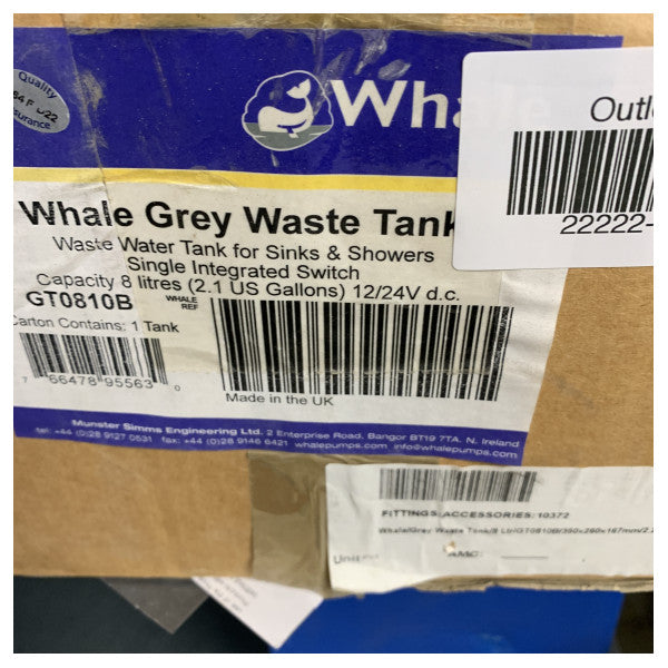 Танк за отпадъци Whale Grey 8L за лодки и яхти 12/24V - GT0810B 