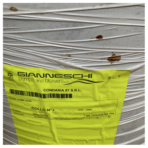 Marine Stainless Steel Silencer Gianneschi – Durable Sound Muffler for Maritime Ventilation Systems 