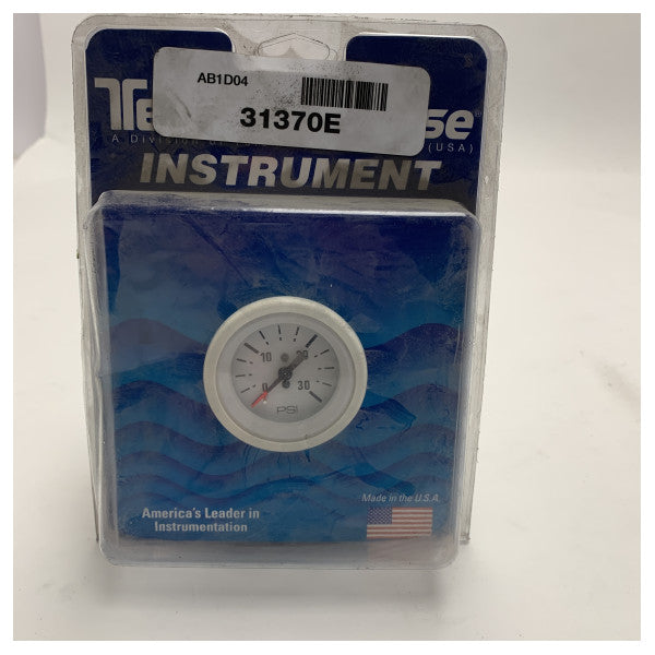 Teleflex 31370E Манометър за водно налягане за извънбордови мотори ��� Бял циферблат, 30 PSI 