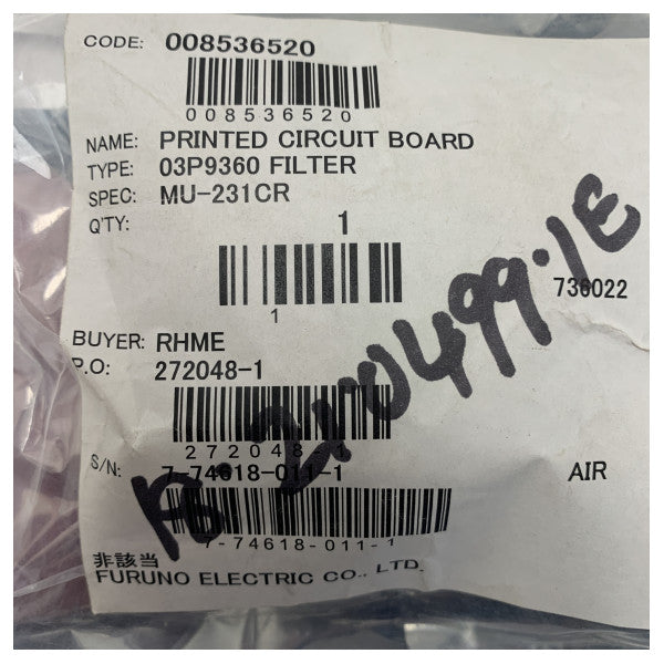 Furuno 03P9360 MU-231CR PCB para calidad de señal e interferencias 