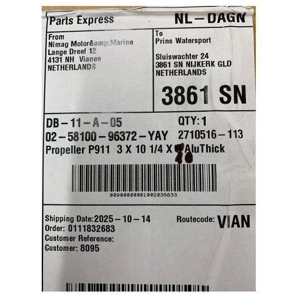 Suzuki 10-1/4 x 10 Aluminium Svartbelagt Marine Propeller - 58100-96372-YAY 