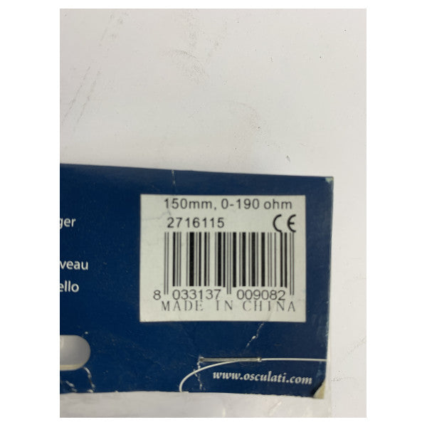 Osculati DE08-2 Sensor de combustível e água para tanque marítimo 150 mm 10-180/0-190 Ohm 