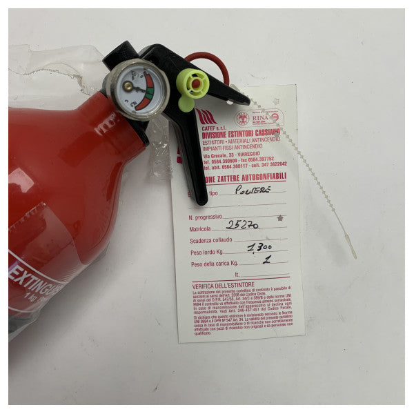 Extincteur à poudre ABC 1kg pour usage maritime - compact, léger et résistant aux intempéries