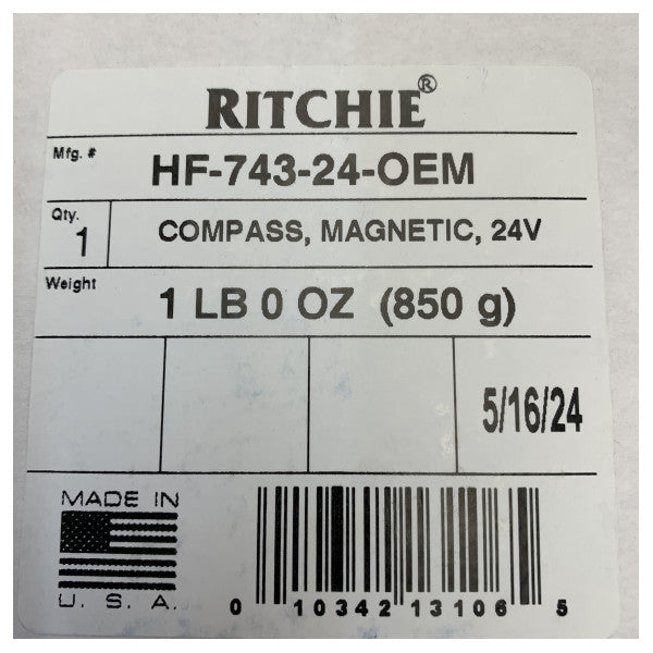 Ritchie Helmsman HF-743 24V Marine Compass - Boat Navigation