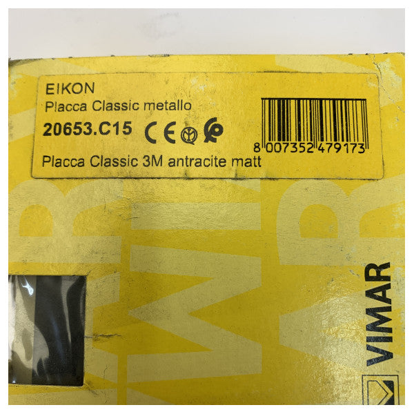 Plaque de couverture Vimar Eikon Classic 3 modules Anthracite Mat - 20653.C15 