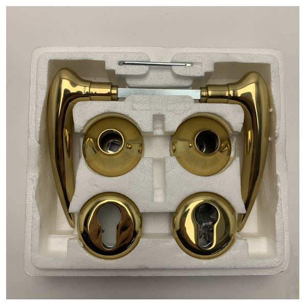 Olivari Gold Finish Marine Door Handle Set - Durable Corrosion-Resistant Brass Lever for Boats and Yachts
