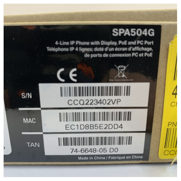 Cisco SPA504G IP Phone 4-Line PoE VoIP Telefon Imħaddem 
