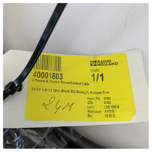 Thorne and Derrick RFOU 0.6/1kV marinkabel 3x2,5mm² halogenfri  svart p/m 