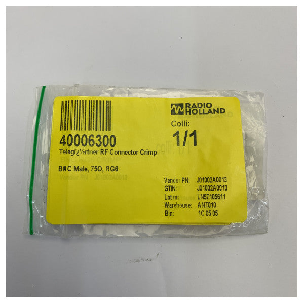 Telegärtner BNC-Stecker Crimp-Anschluss 75 Ohm für RG6-Koaxialkabel 