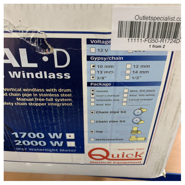 Бърз Regal електрически ветроход 1700W 24V 10 мм верига с капстан - 1700 X/Y D 