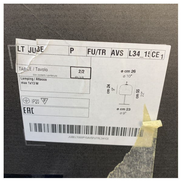 Lampe de table Vistosi Jube LT P Gris fumé D23cm avec doré 