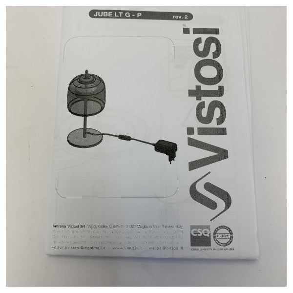 Lampe de table Vistosi Jube LT P Gris fumé D23cm avec doré 