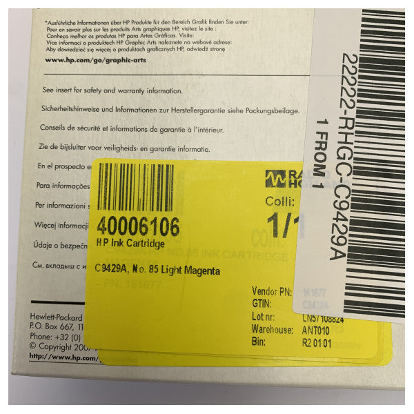 HP 85 Ink Cartridge Light Magenta C9429A - Original 