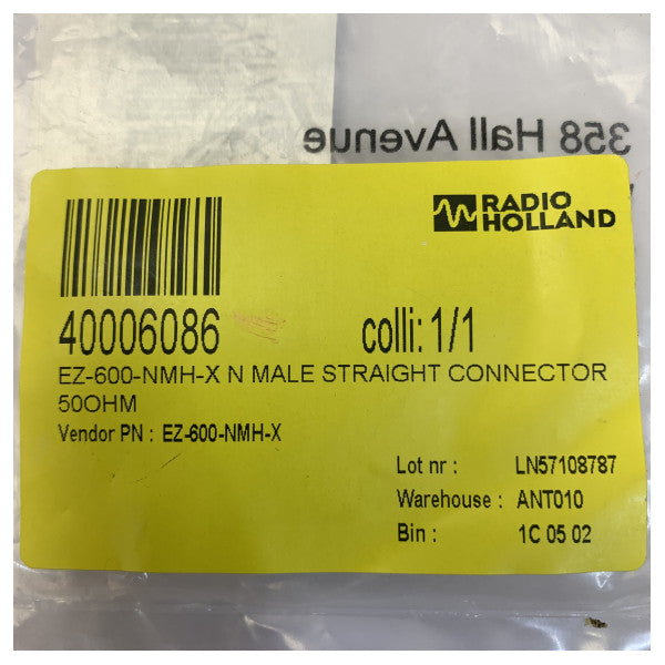 Times Microwave EZ-600-NMH-X роз’єм N-Type male для LMR-600 - обтискний прямий 
