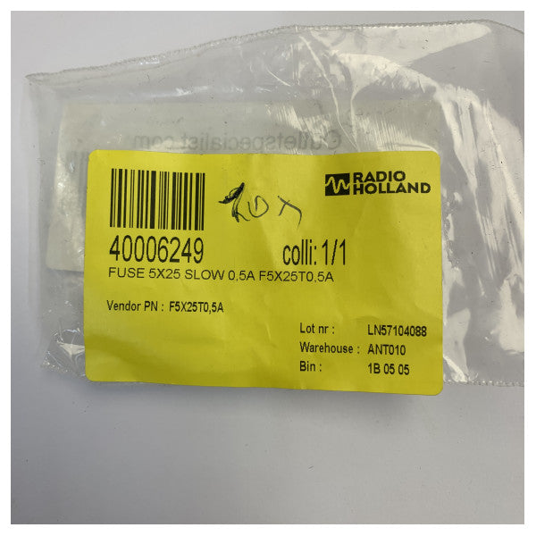 Bussmann MDL 1/2 Glass Fuse 0.5A Slow-Blow 5x25mm - Marine Electrical Fuse 
