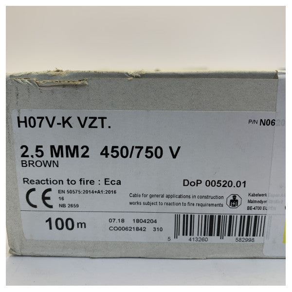 Гъвкав монтажен проводник H07V-K 2.5mm, кафяв 