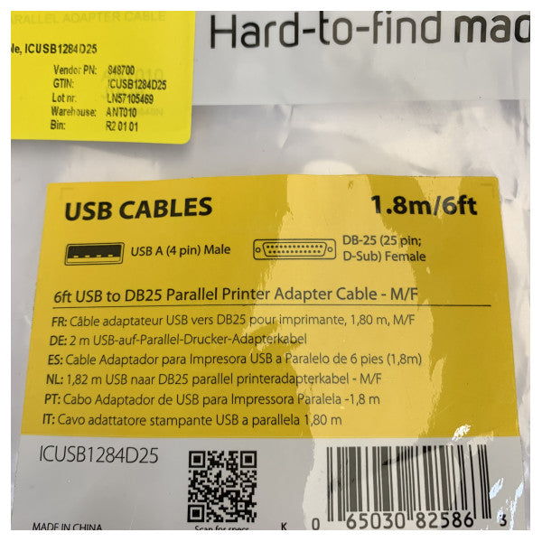 StarTech USB - rinnakkais DB25 -tulostinsovitinjohto - ICUSB1284D25 