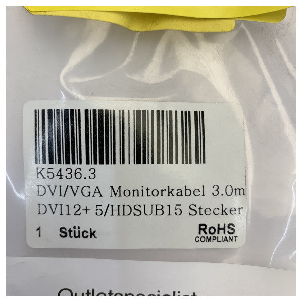 DVI-I-VGA-merinäyttökaapeli - 3 m - K5436.3 