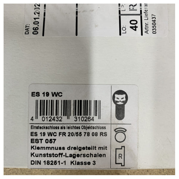 Gömme kilit ES 19 WC Built-in lock - Hanse Yachts Hardware 