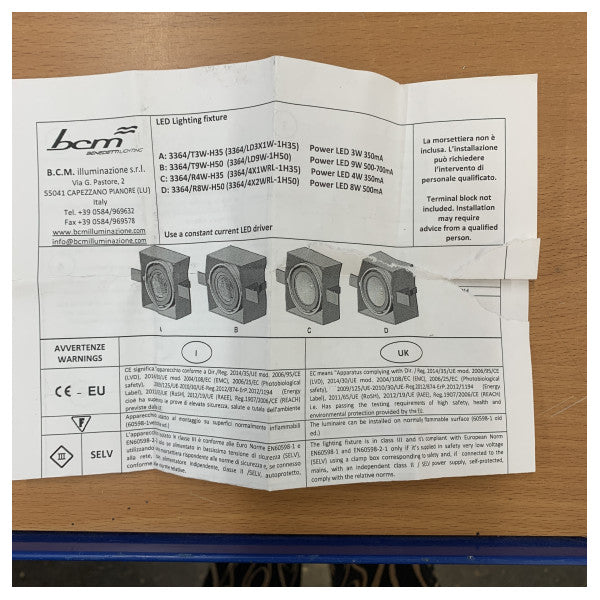 BCM Anafi Marine LED Spot 3364/4X1WRL 3000K Ciepła biel - Oświetlenie jachtowe 