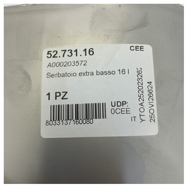 Tanque de Combustível Marinho CAN Aço Inoxidável 16L - Patrulha e Combustível Diesel - 52.731.16 
