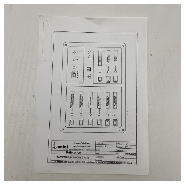 Panneau de commutation électrique Amiot 9 Fonction 12V | Panneau de commutation - 93219