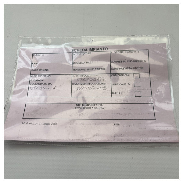 Idromar MC3V 210 L/H Automatischer Wassermacher 380v 3-Phasen