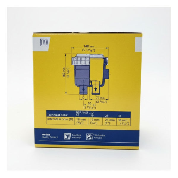 Vetus NSF25 Geruchsfilter für Schwarzwassertank 25 mm Schlauch 